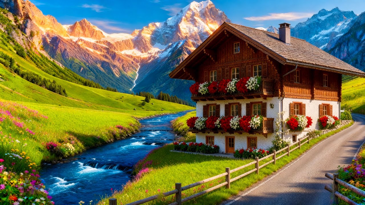Swiss Alps , Driving the Most Beautiful Roads of Switzerland + Super Relaxing Piano , 4K