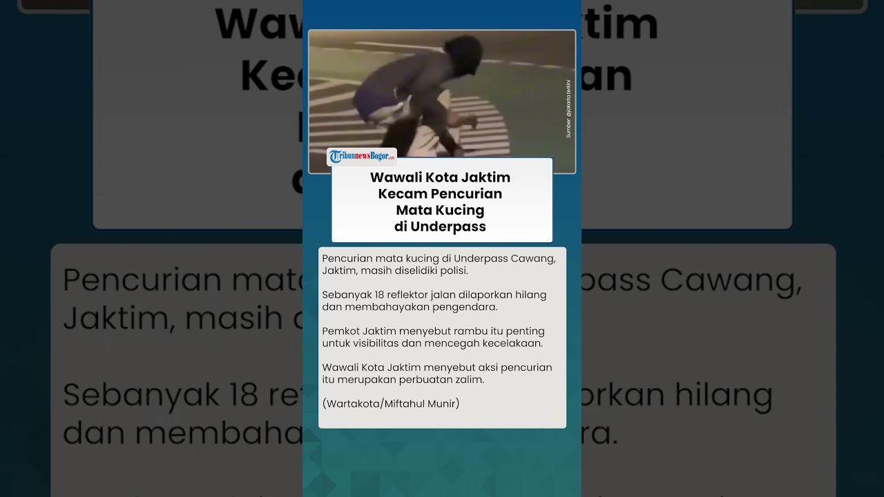 WAWALI KOTA JAKTIM Kecam Pencurian Mata Kucing Underpass, Anggap Perbuatan Pelaku Zalim