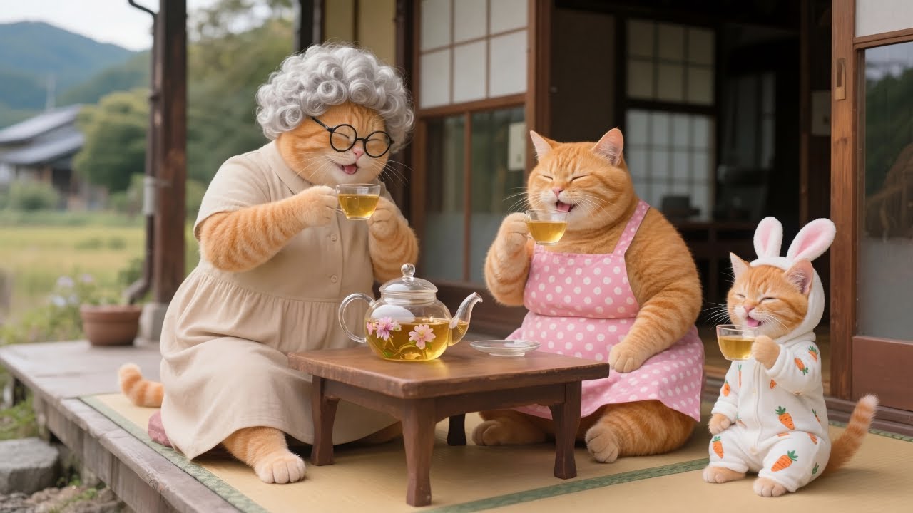 Ginger Kitten and Mama Cat Return Home for Lunar New Year with Grandma Cat 😻🌸🎉