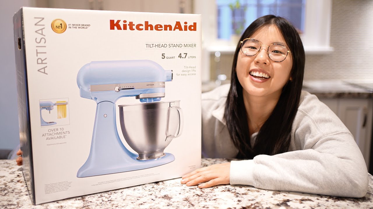 NEW KitchenAid Artisan Stand Mixer Unboxing + First Time Using ✨
