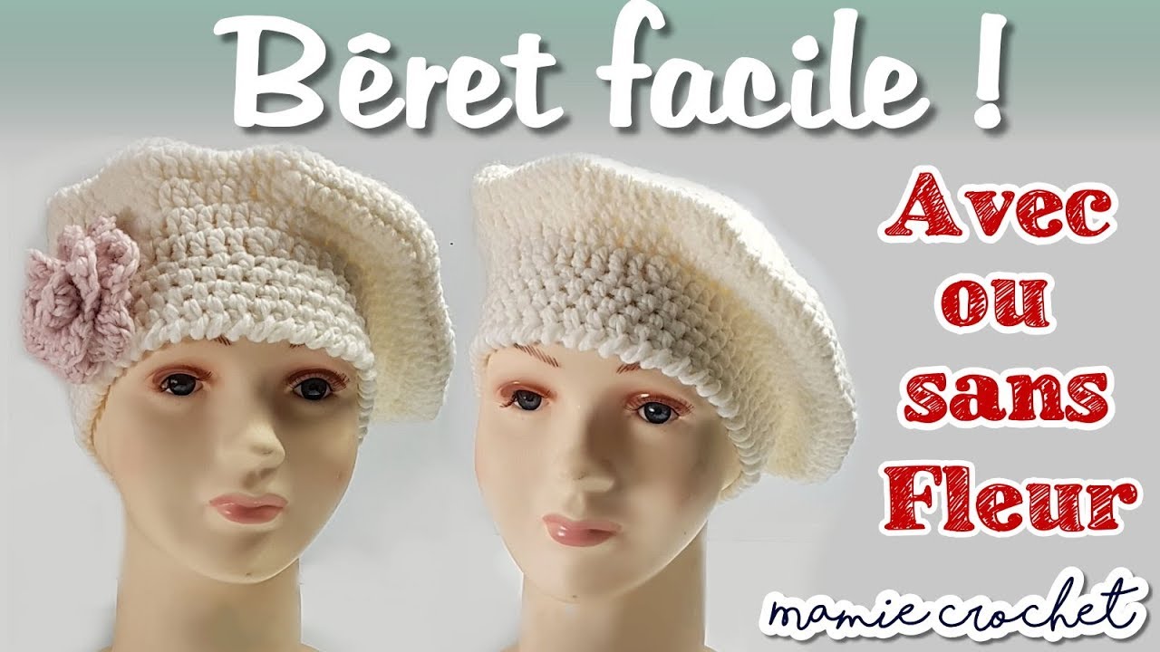 Comment faire un beret pour femme facile au crochet  pas à pas, tuto, diy Bonnet @Mamie Crochet
