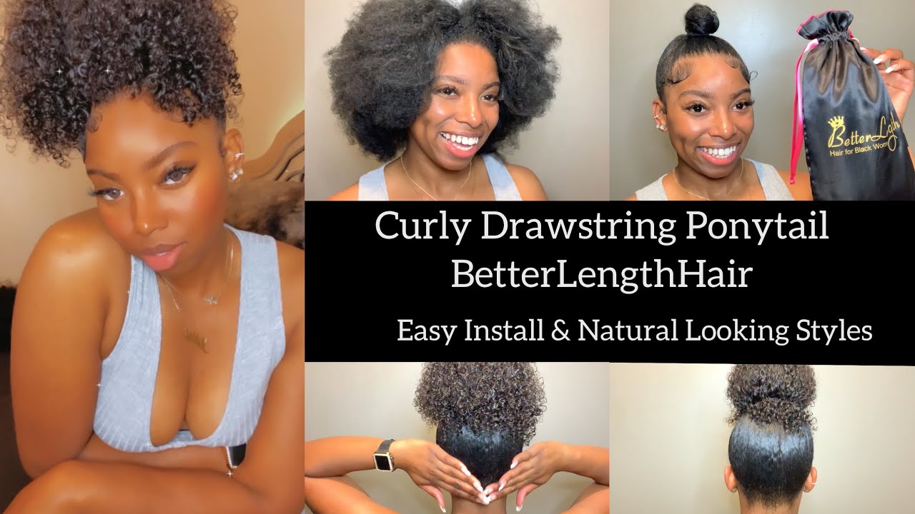 Curly Drawstring Ponytail or Defined Natural Hair Curly Ponytail 🧐 |BetterLengthHair 🔥