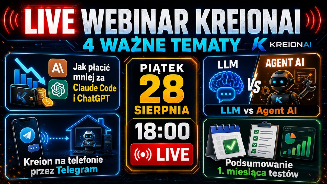 Jak płacić MNIEJ za Claude Code i ChatGPT | KreionAI LIVE