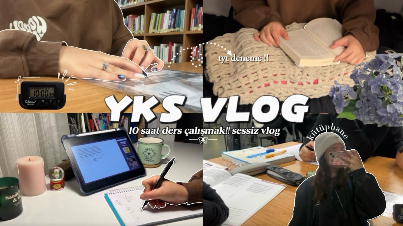 10 saat ders çalışmak, kütüphane, sessiz vlog #yks26 