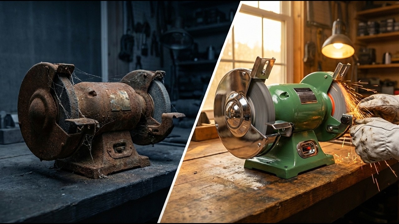 Full Restoration of a Rusty Bench Grinder