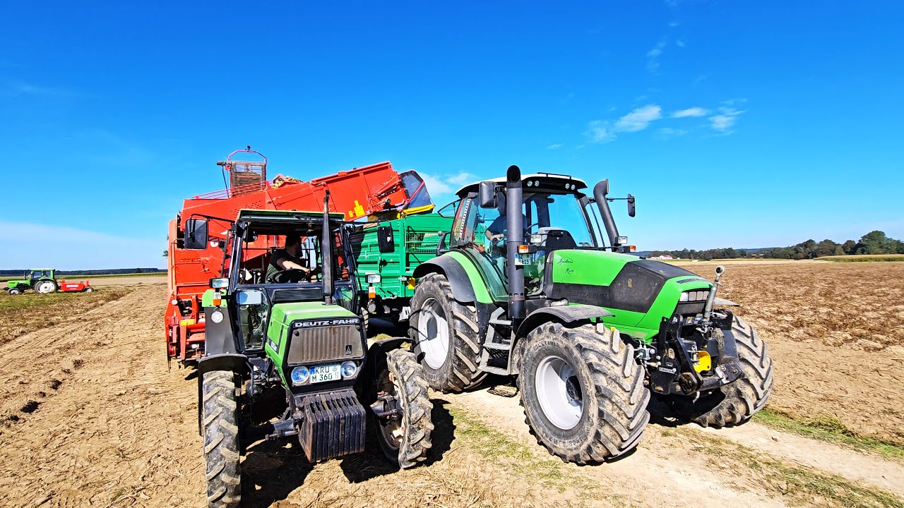 Deutz Flotte D 6206 + Deutz-Fahr DX 3.60 + Agrotron M 615 mit GRIMME SE 75-40 bei der Kartoffelernte
