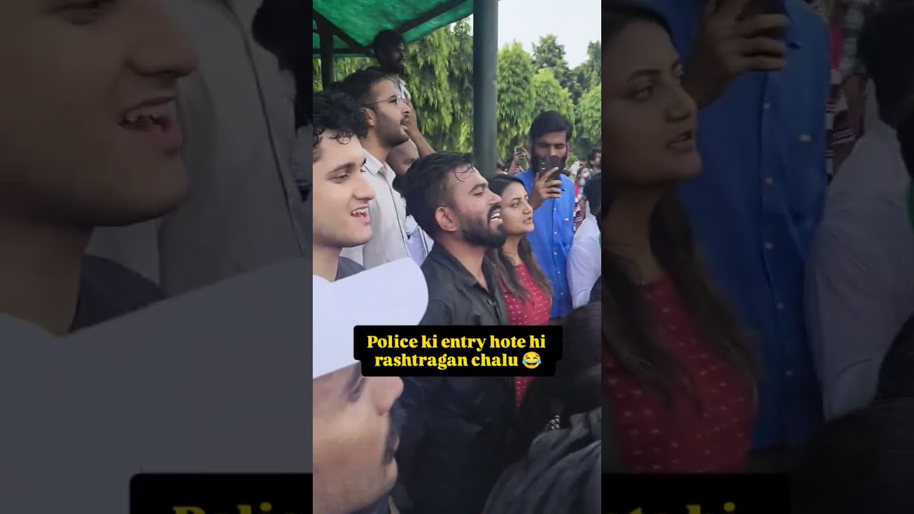Police ke aate hi CJP team ne rashtra gaan suru kia 😂🤘🏻 #cockroachjantaparty #cjpprotest #viral #yt