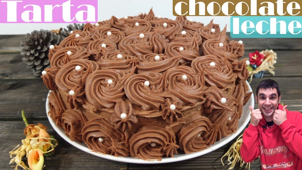 TARTA o TORTA de CHOCOLATE con LECHE. 😍🍫😋PASTEL con CREMA DELICIOSA de CHOCO. Receta # 442
