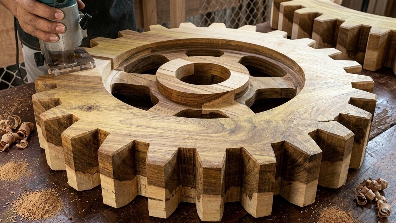 Mesmerizing Kinetic Gear Furniture: Woodworking Art by a Young Talent