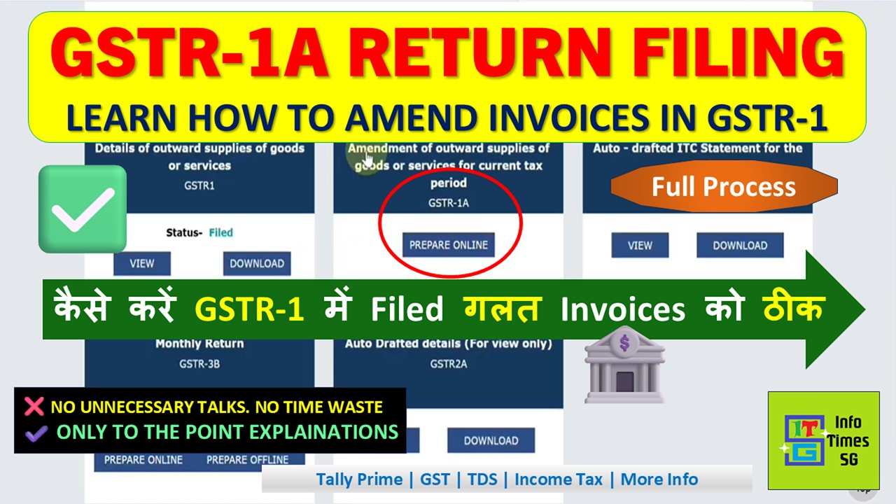 GSTR 1A Return Filing Online - Full Process | How to Amend Invoices in GSTR-1 before filing GSTR-3B