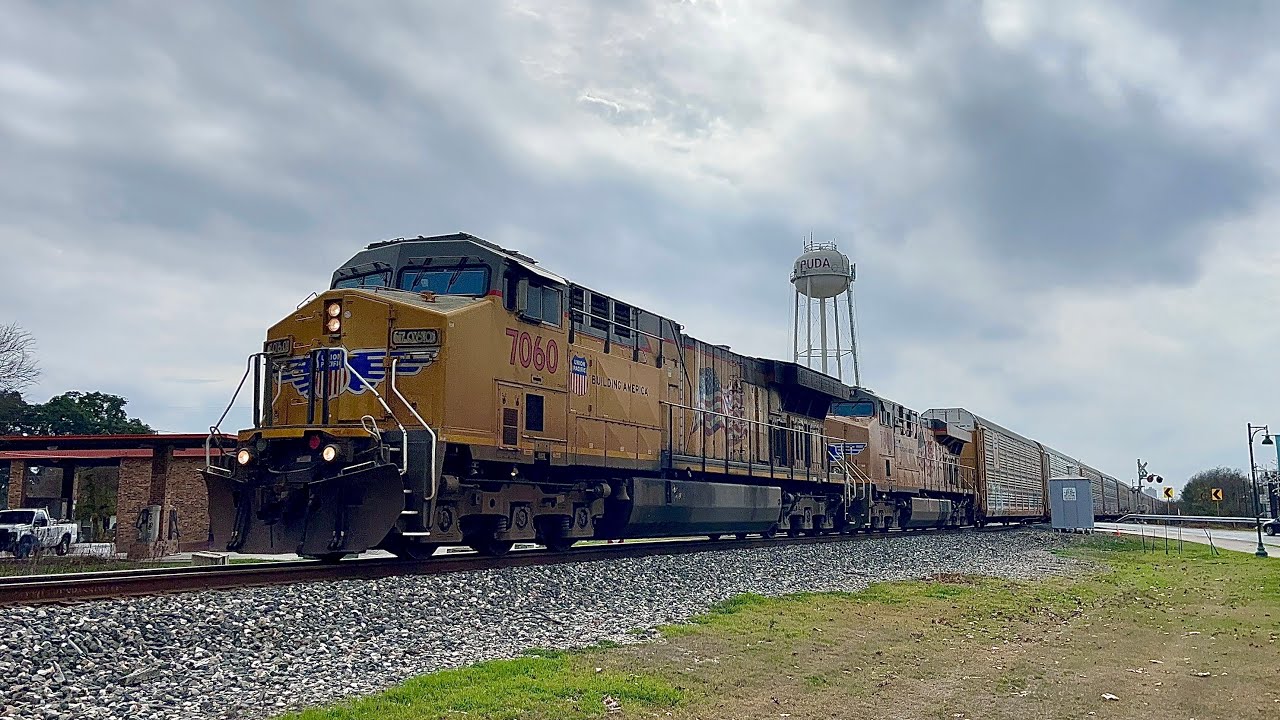 UP 7060 w/ Badass K3HP Horn Leads Northbound MEGBZC-04 Manifest Train In Buda, Texas