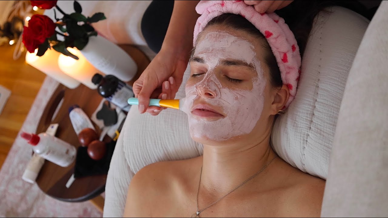ASMR Spa Facial - Gua Sha, Face Mask, Relaxing Treatment with Katie (Real Person, Whisper) 🎀 💅