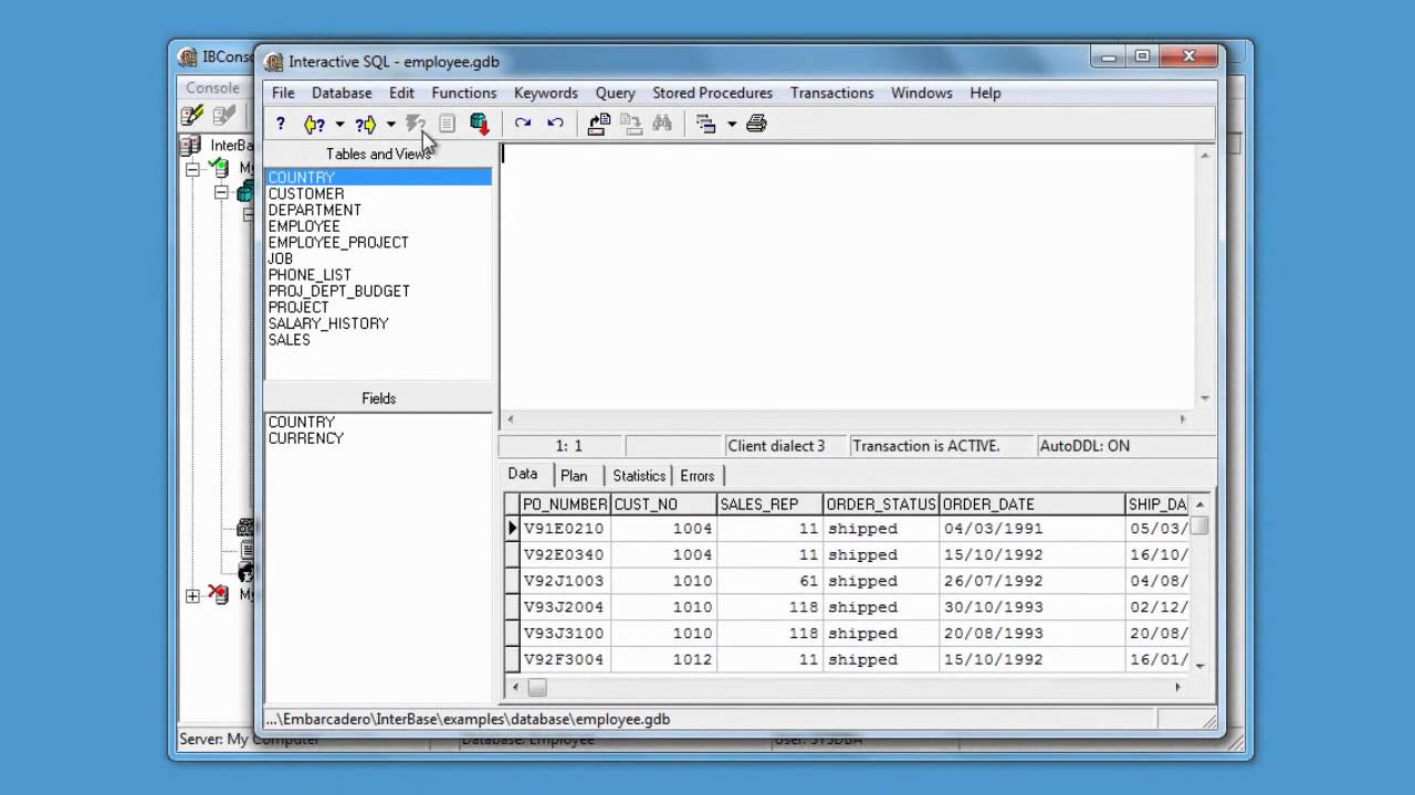 База данных InterBase: Введение в IBConsole