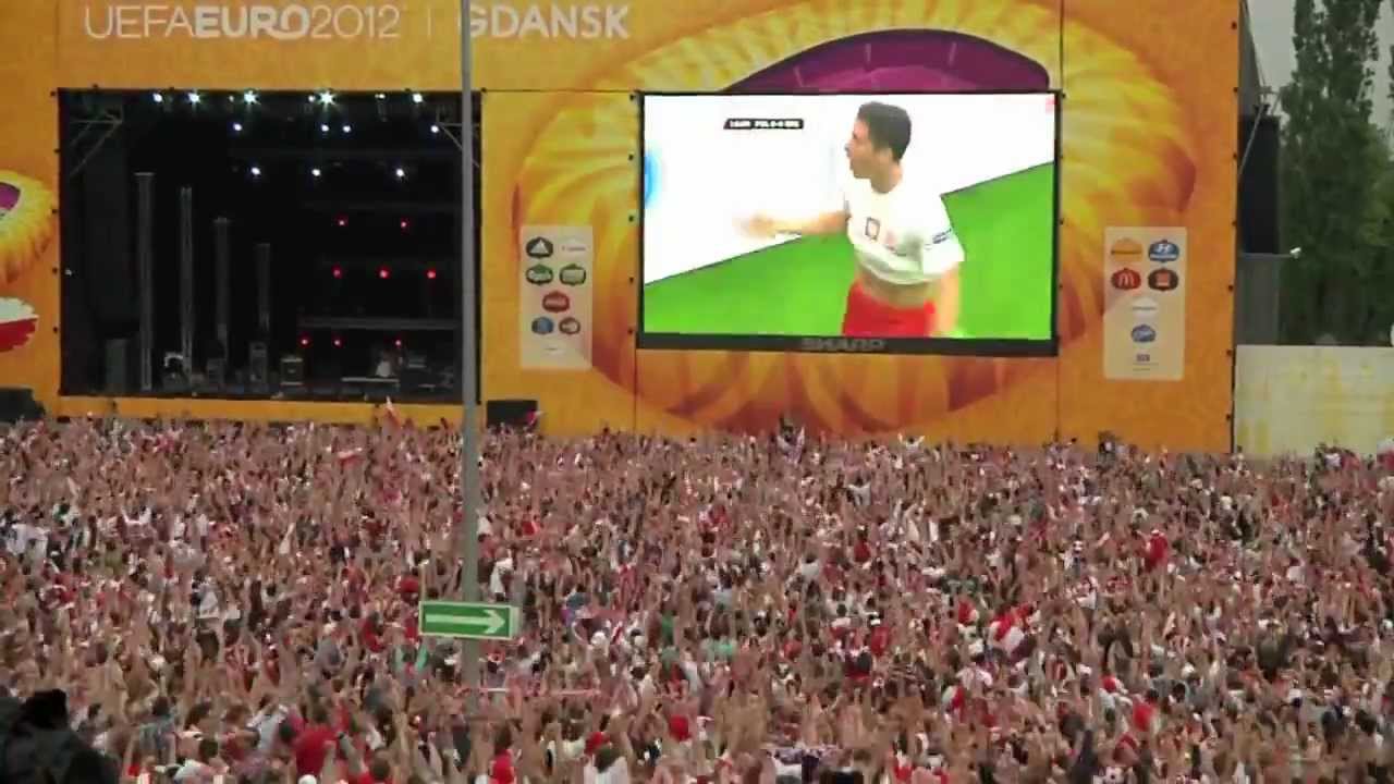 Mecz Polska - Grecja. Euro 2012 GOL LEWANDOWSKIEGO , Strefa kibica w gdańsku