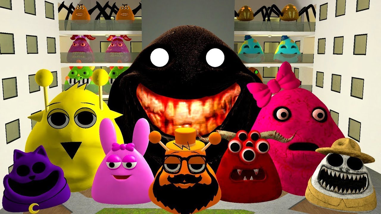 🏨SPARTAN KICKING POU BOU FAMILY FROM BOU'S REVENGE and SPRUNKI POU in LIMINAL HOTEL Garry's Mod