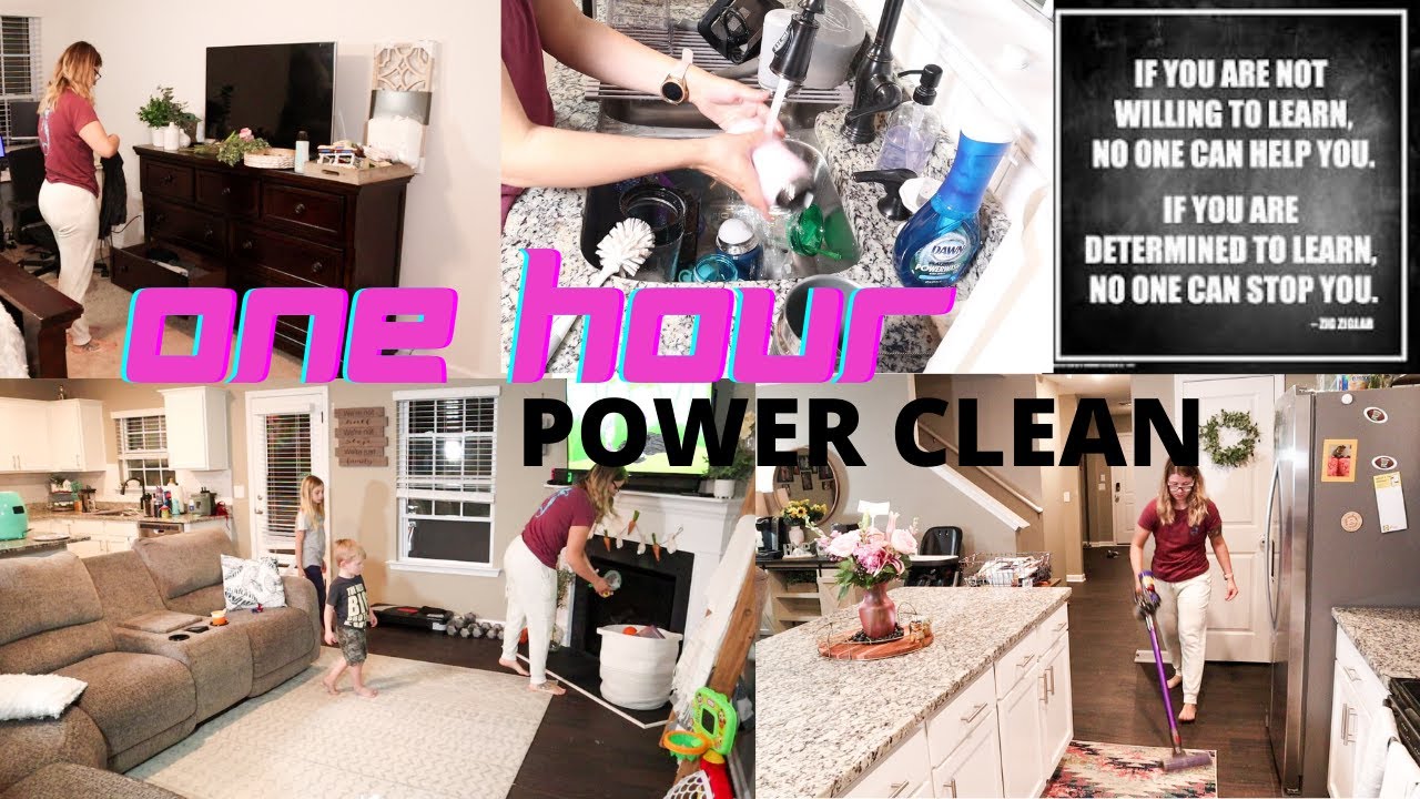 One Hour Power Clean|| Realistic Cleaning and Organization || Military Family of 5 || Speed Clean