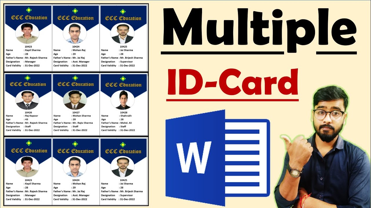 Automatic ID card creation in MS word || Create Multiple Id Cards || @ComputerGyan1