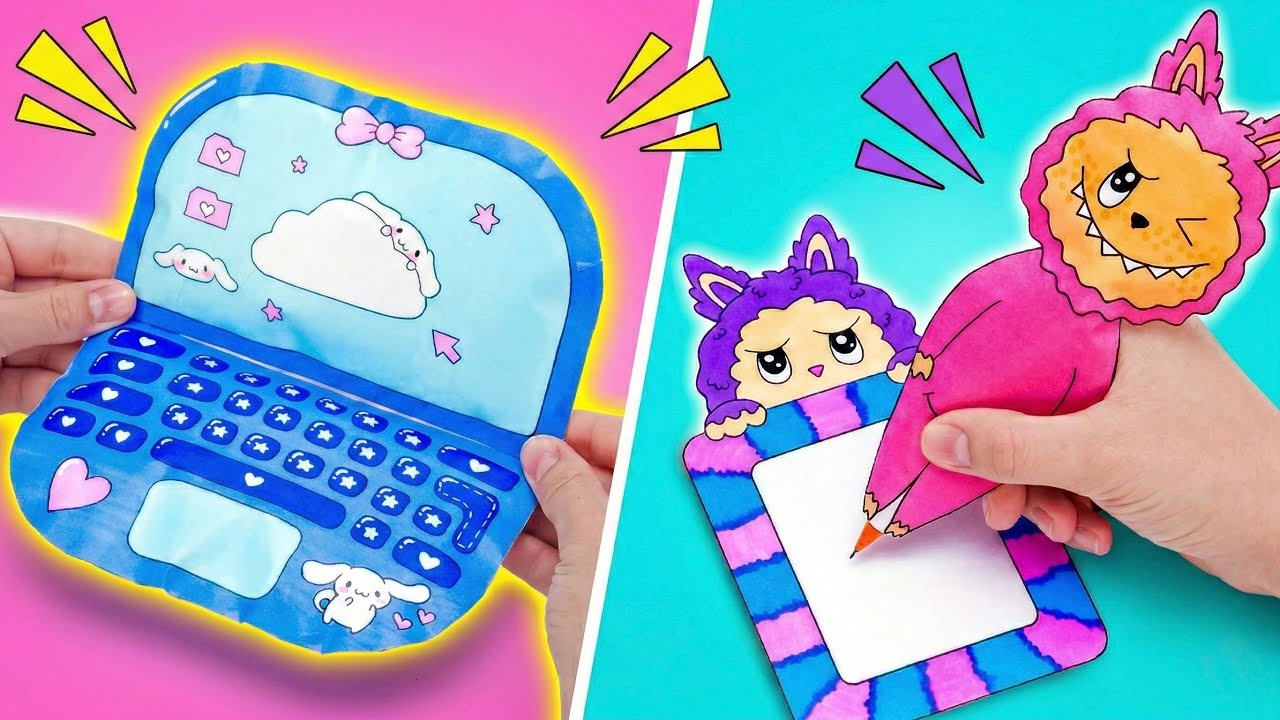 Too Adorable! DIY Squishy Pens, Mini Laptop & Art Board 🎀 💻