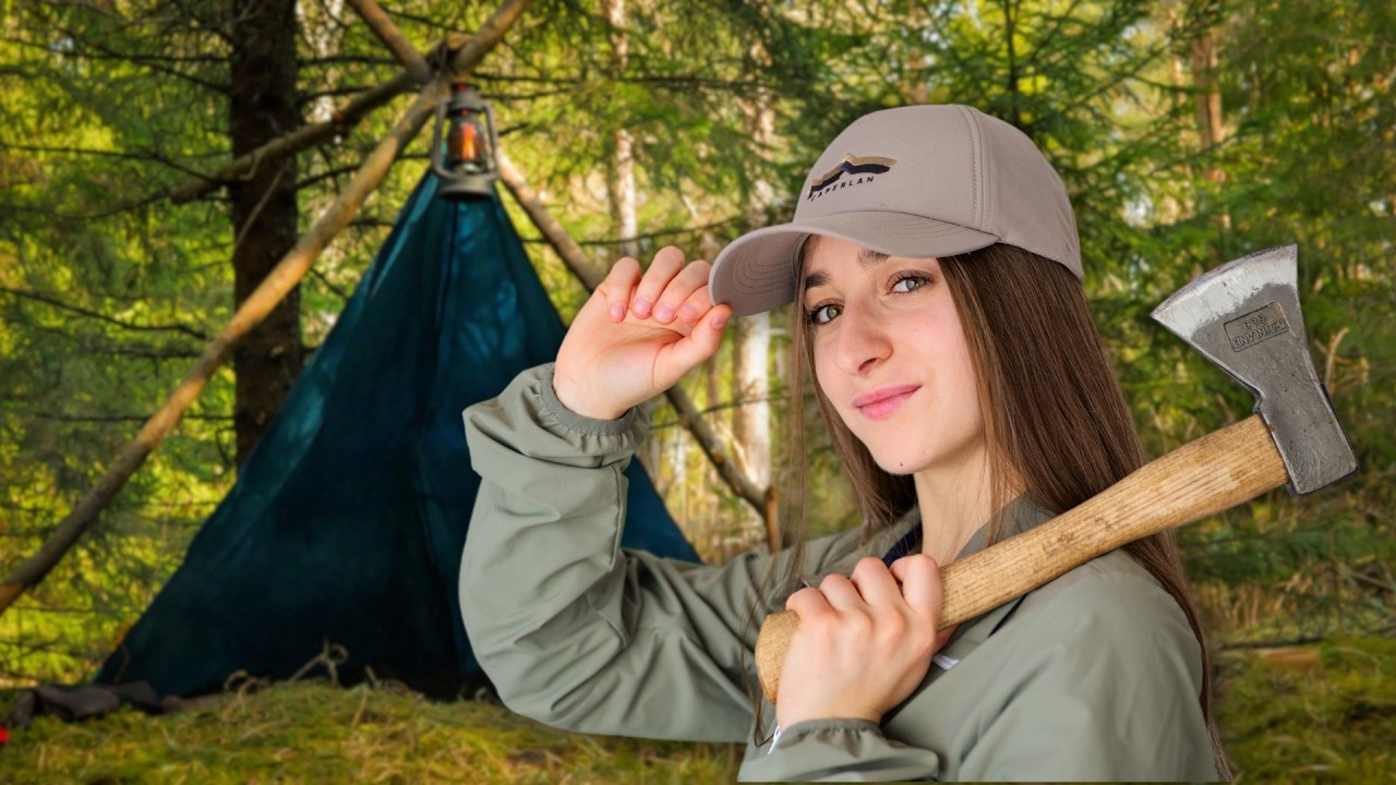 SOLO GIRLʼS Bushcraft: Tent Camping, Outdoor Cooking & ASMR Meditation 🌿🔥✨