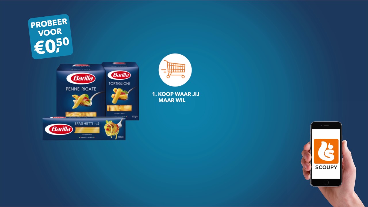 Barilla pasta voor &euro;0,50 met SCOUPY