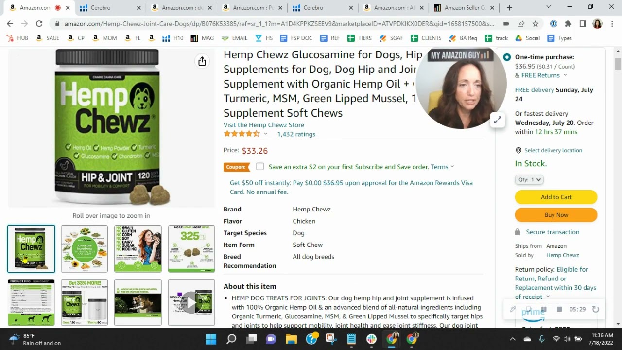 ASIN Review: Hemp Chewz Glucosamine for Dogs - B076K53385 - Amazon FBA