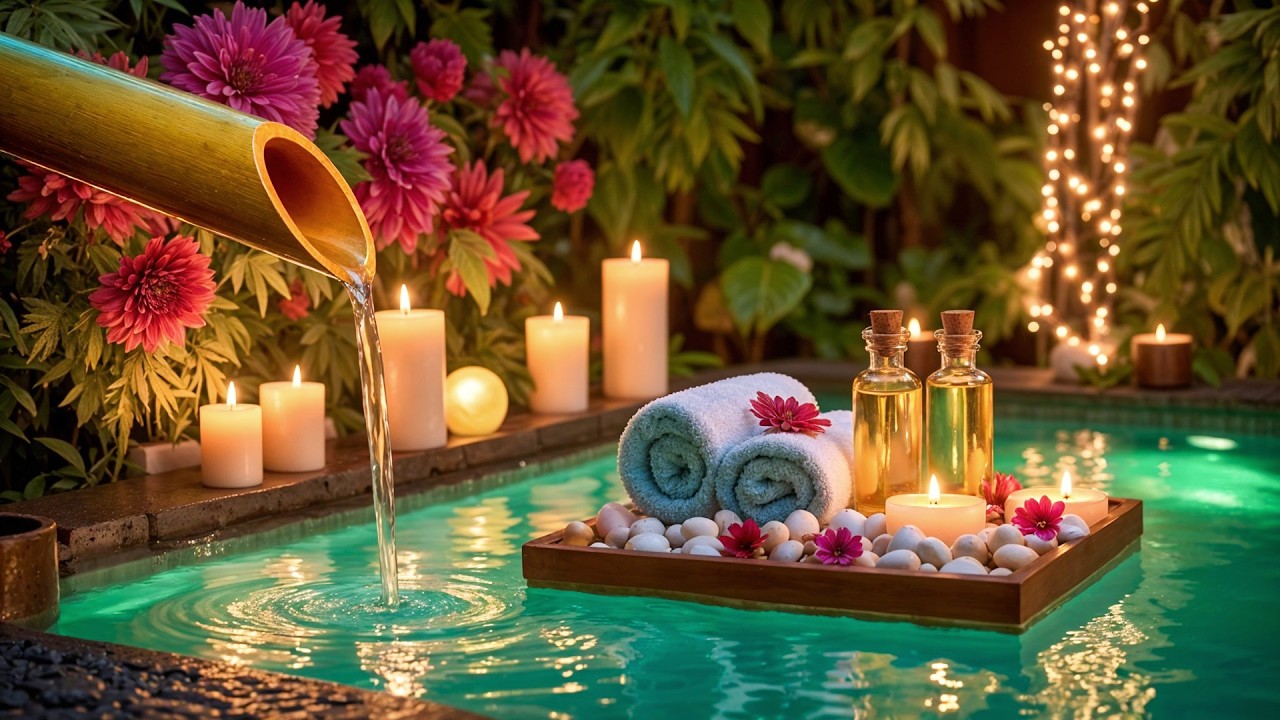 Soothing Spa Piano Music 🌿 Relaxing Meditation & Deep Sleep 😴, Bamboo Water & Nature Sounds