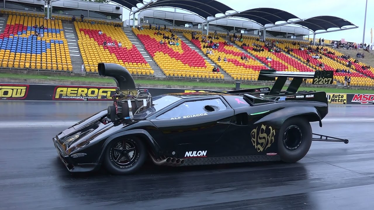 LAMBORGHINI SUPERCHARGED V8 DRAG CAR LICENCE TESTING AT SYDNEY DRAGWAY 19.12.2014