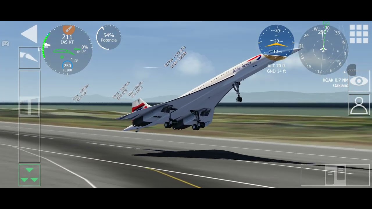 Despegue de Concorde de British airways en Oakland