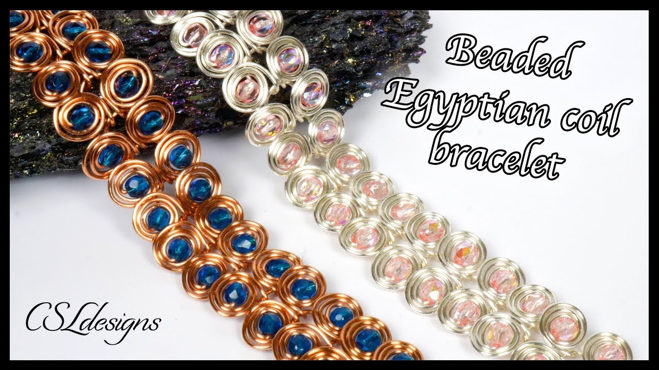 Beaded Egyptian coil wirework bracelet