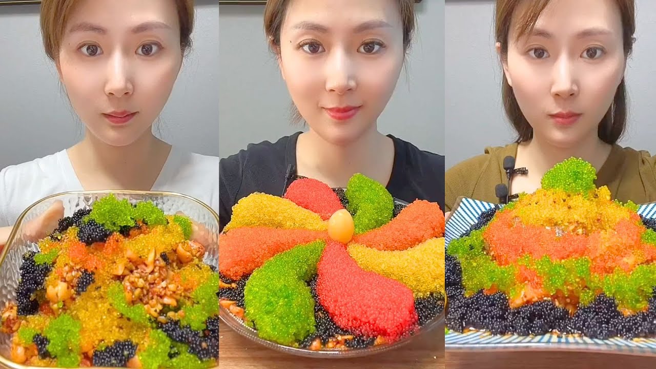 Chinese Colorful Fish Roe & Spicy Seafood ASMR | Crunchy Eating Sounds #58