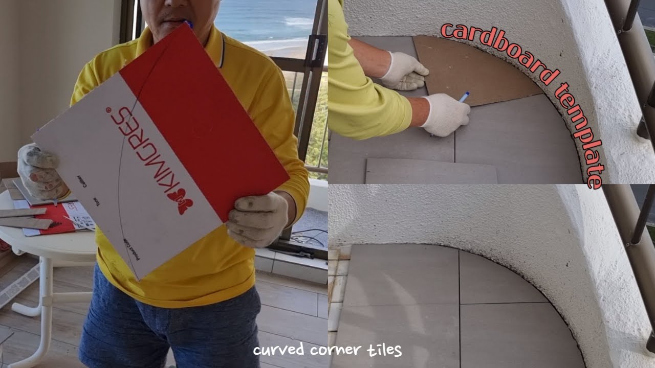 Making a Template to Cut Curved Tiles | 템플릿 만들어 곡선 타일 자르기 | Q1 Tiling [ENG/KOR]