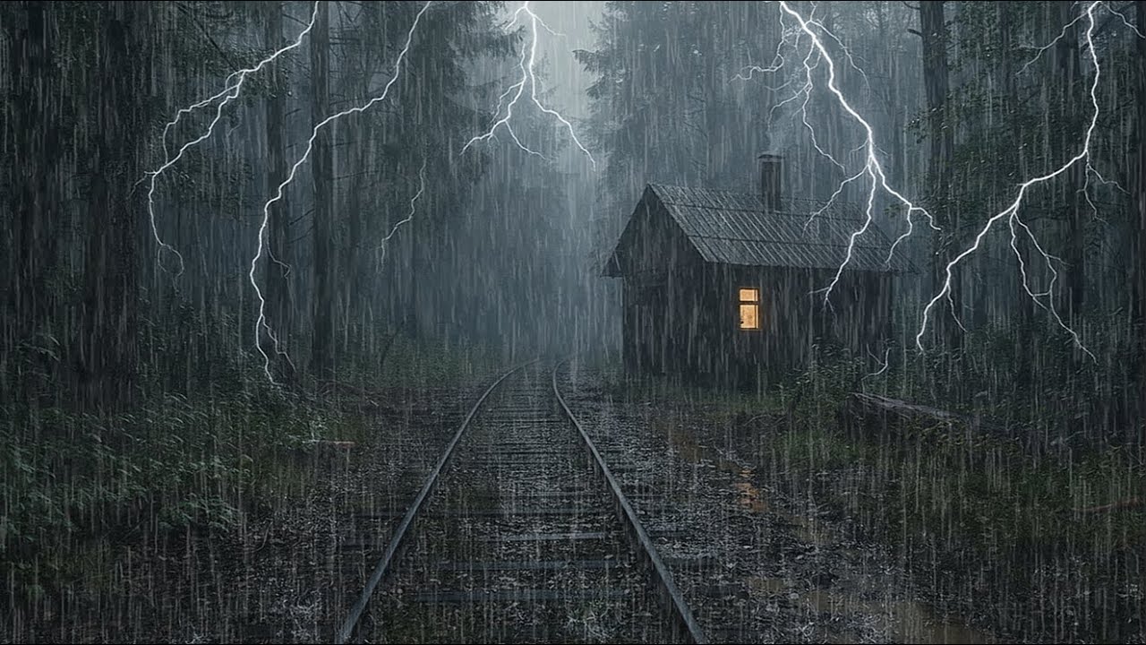 Звуки сильного дождя и грома для сна | Атмосфера глубокой ночной грозы