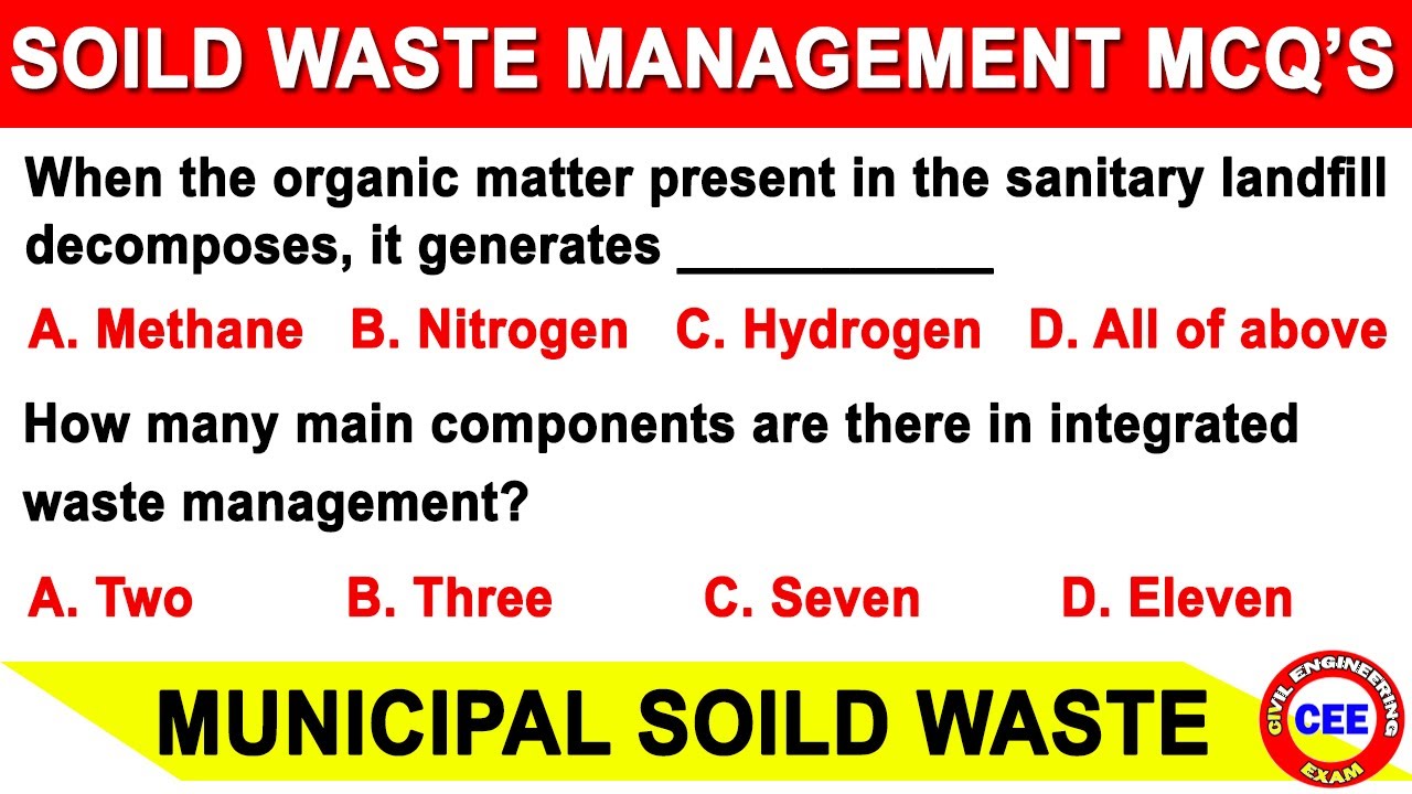 municipal solid waste management mcq | solid waste management mcq | mcq on solid waste management