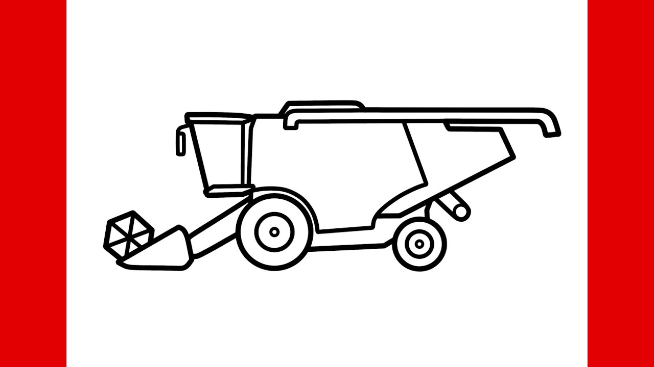 How to draw a COMBINE HARVESTER easy | Drawing combine machine step by step