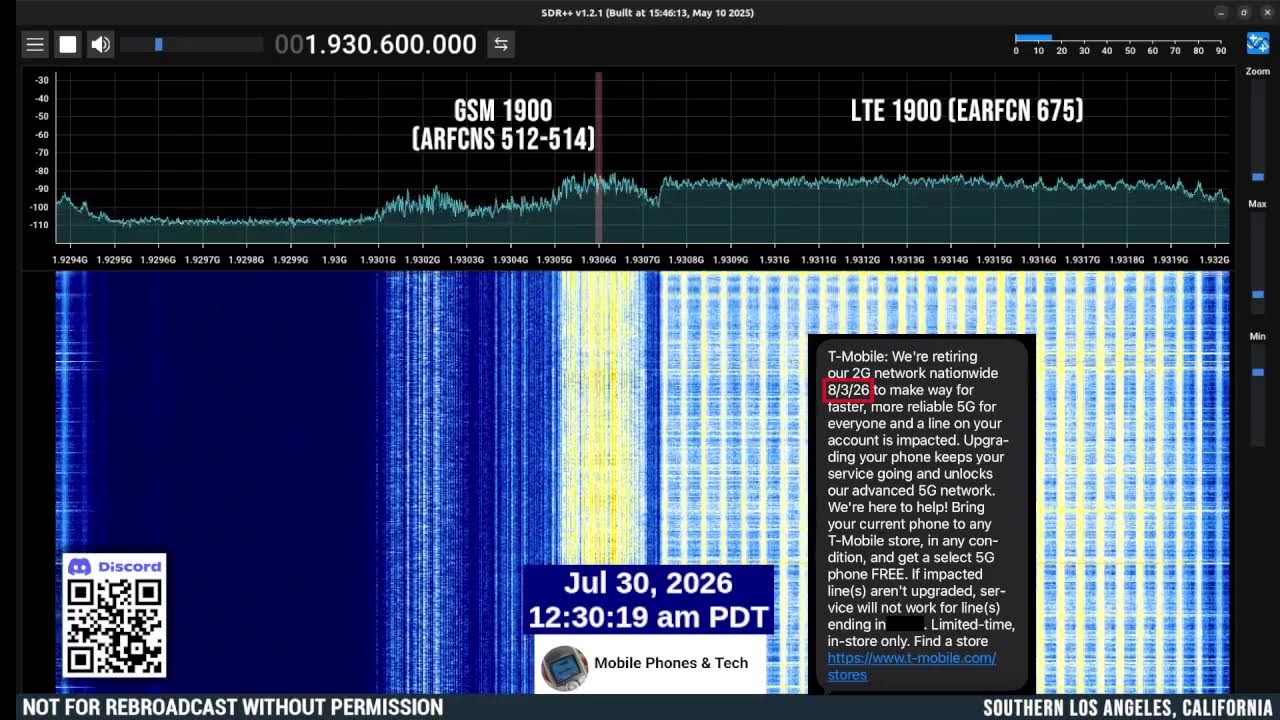 T-Mobile US 2G GSM Shutdown Watch Live (SDR View)