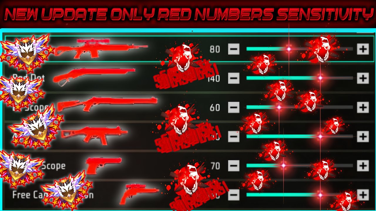 New Update Only Red Numbers Sensitivity 🎯| all devices working headshot trick| ff headshot 