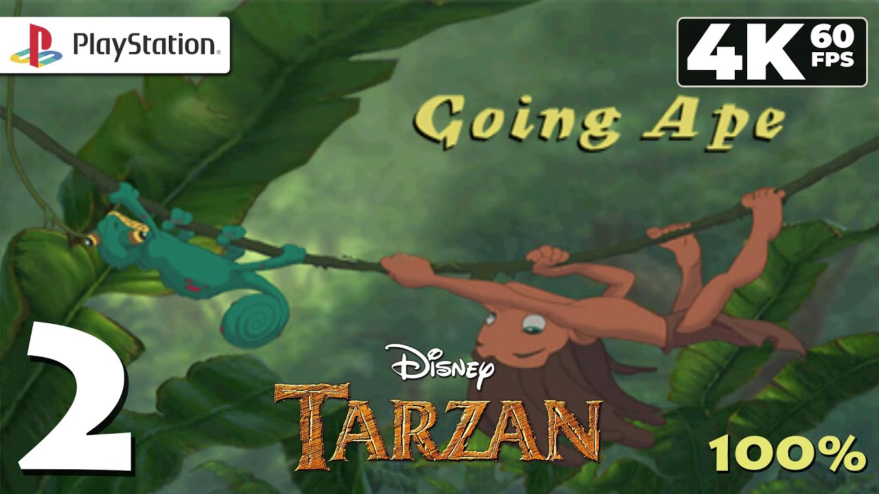 Disney's Tarzan (PlayStation 1) - 4K60 Walkthrough (100%) Level 2 - Going Ape