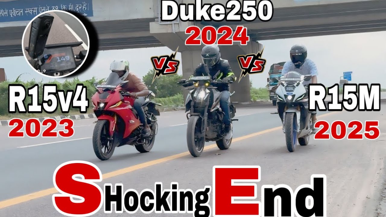 New duke 250 vs r15m vs r15m v4 drag race🤯| #comparison 