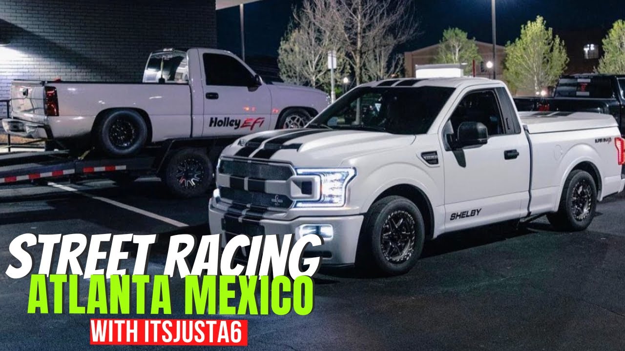 Street racing the Twin Turbo Holley truck in Atlanta!  *Shelby vs GTR*