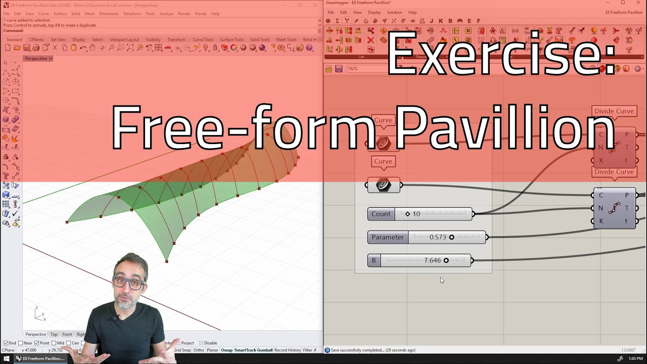 E.8 How to Model a Free Form Pavillion in Grasshopper - Intro to Parametric Modeling