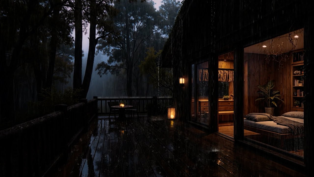 Rain Sounds Outside Window at Rustic Cabin 🏡 | Heavy Rain on Glass to Stop Overthinking (3 Hours)