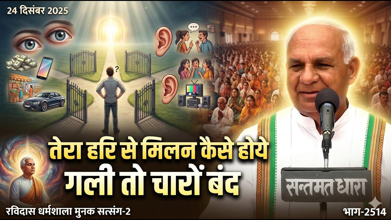 2514 - 24 दिसंबर 2025 रविदास धर्मशाला मुनक सत्संग - 2 || तेरा हरि से मिलन कैसे होये गली तो चरों बंद
