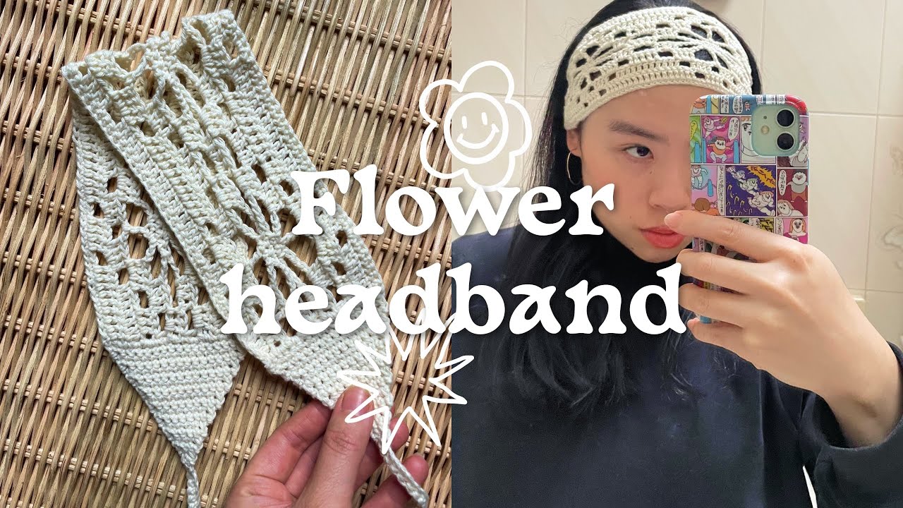 Crochet how-to: FLOWER HEADBAND tutorial 🌼 Written floral lace pattern 📝