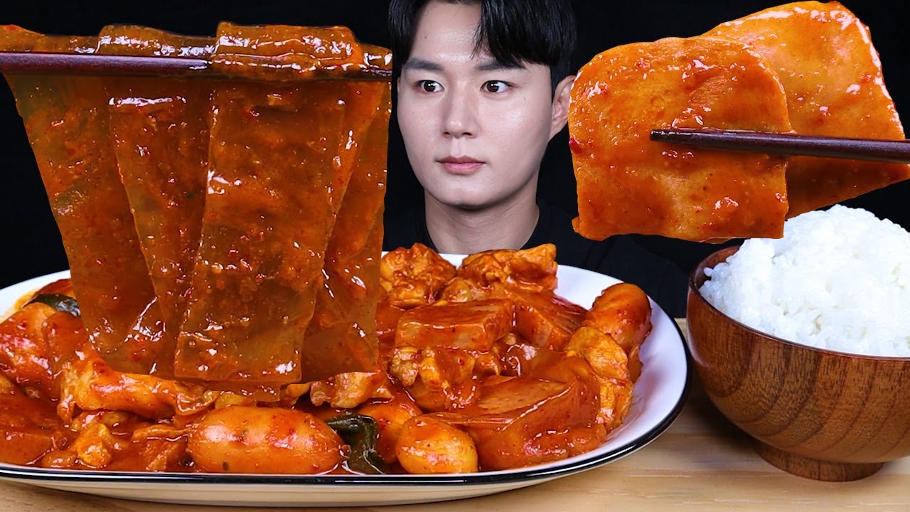 스팸 부대찌개 찜닭 먹방ASMR MUKBANG Spicy Jjim Dak (braised chicken) & Spicy Sausage Stew 蒸し鶏 eating sounds