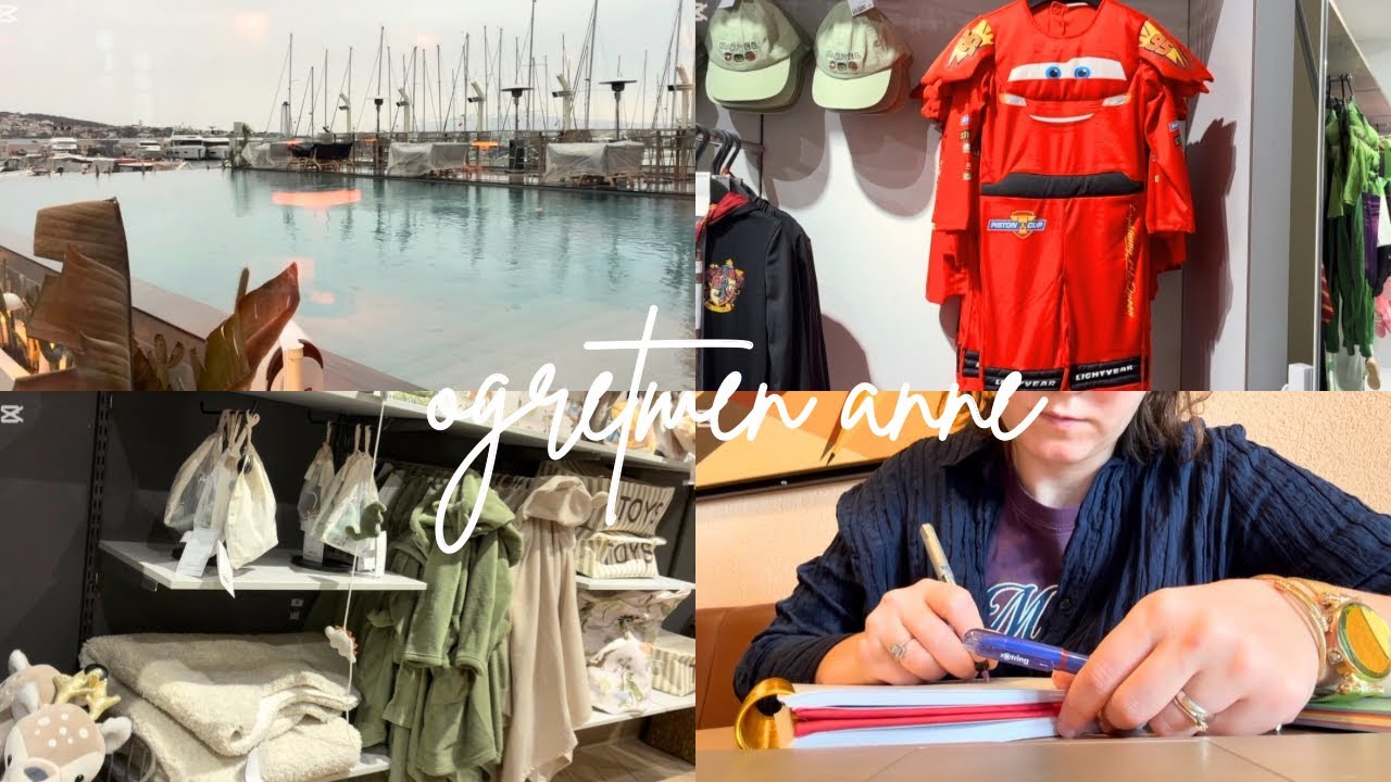 öğretmen anne olmak, marinada yağmurda mahsur kaldık, günlük vlog, alışveriş turu, dekorasyon 