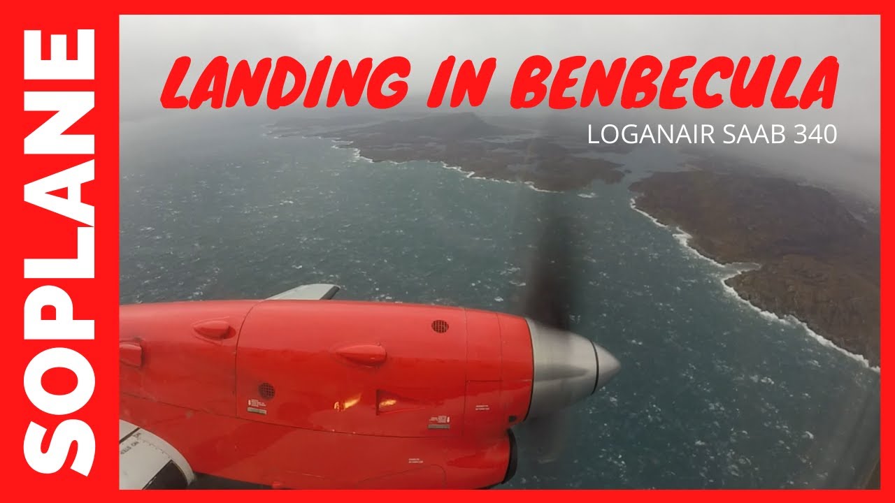 Loganair Saab 340 Landing in Benbecula Outer Hebrides Scotland