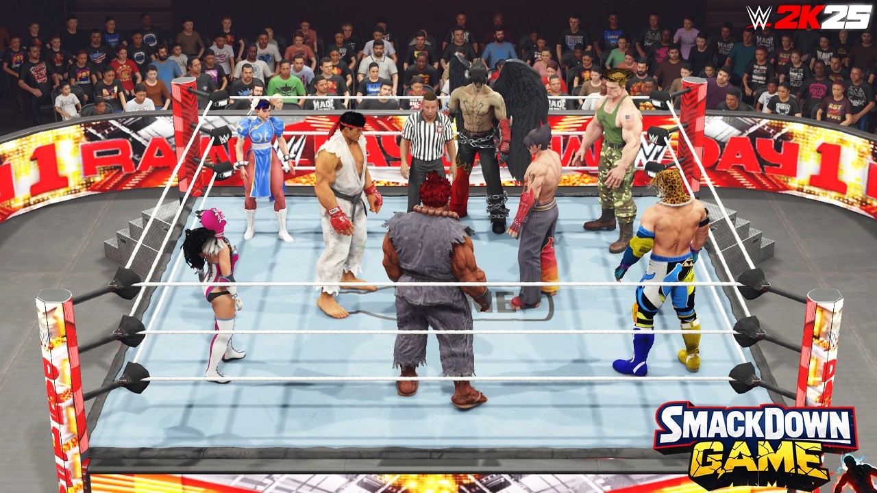 Street Fighter vs Tekken in WWE 2K25 🔥 Ryu, Akuma & Chun-Li vs Jin Kazama