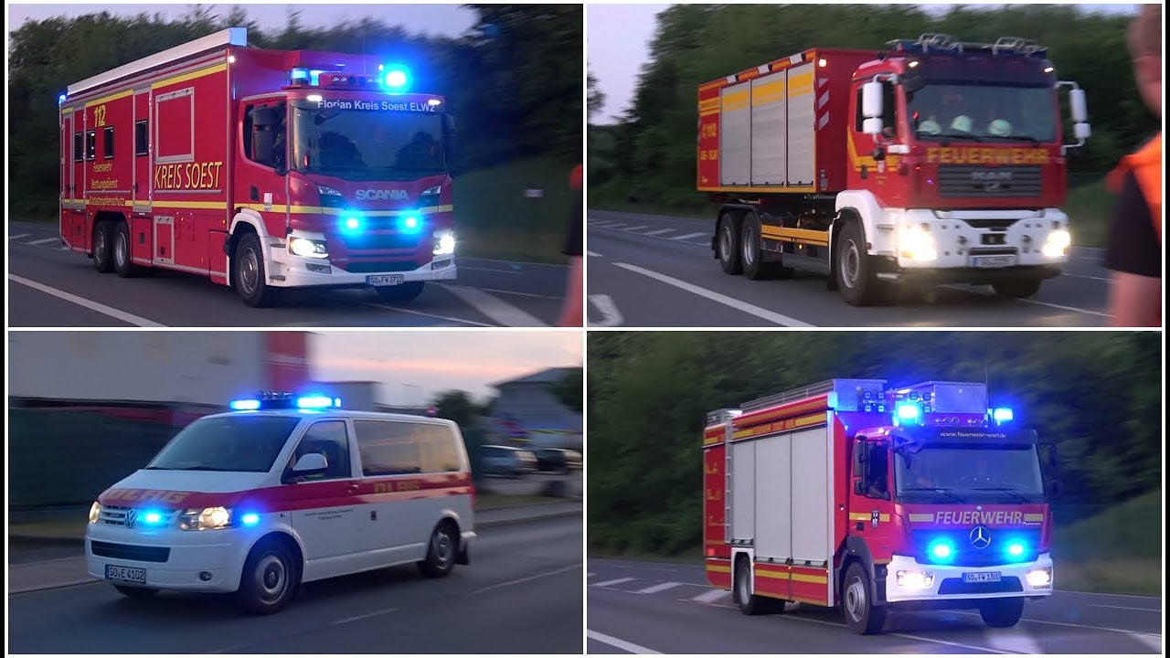 [Neuer ELW 2] Einsatzfahrten zu Großbrand in Wickede (Ruhr)