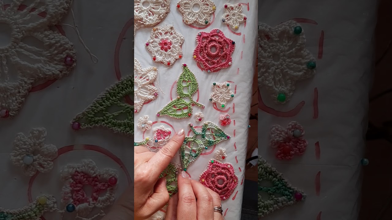 Вязание сеточки между мотивами ИК