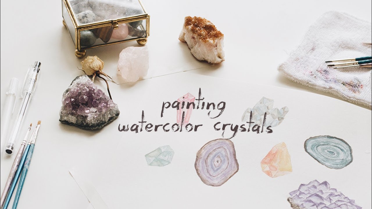 painting watercolor crystals
